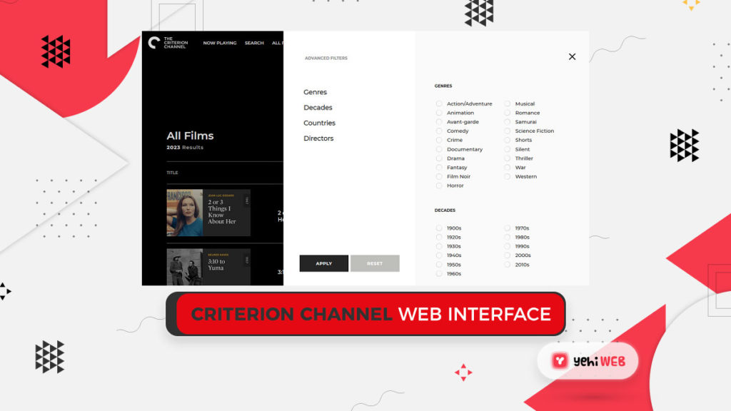Criterion Channel web interface Yehiweb
