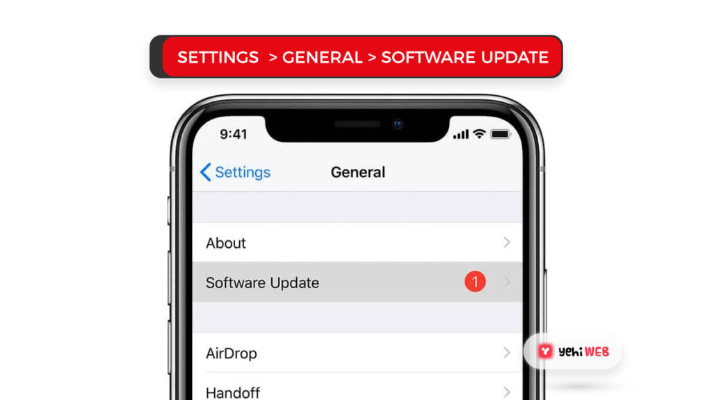 Settings General Software Update Yehiweb