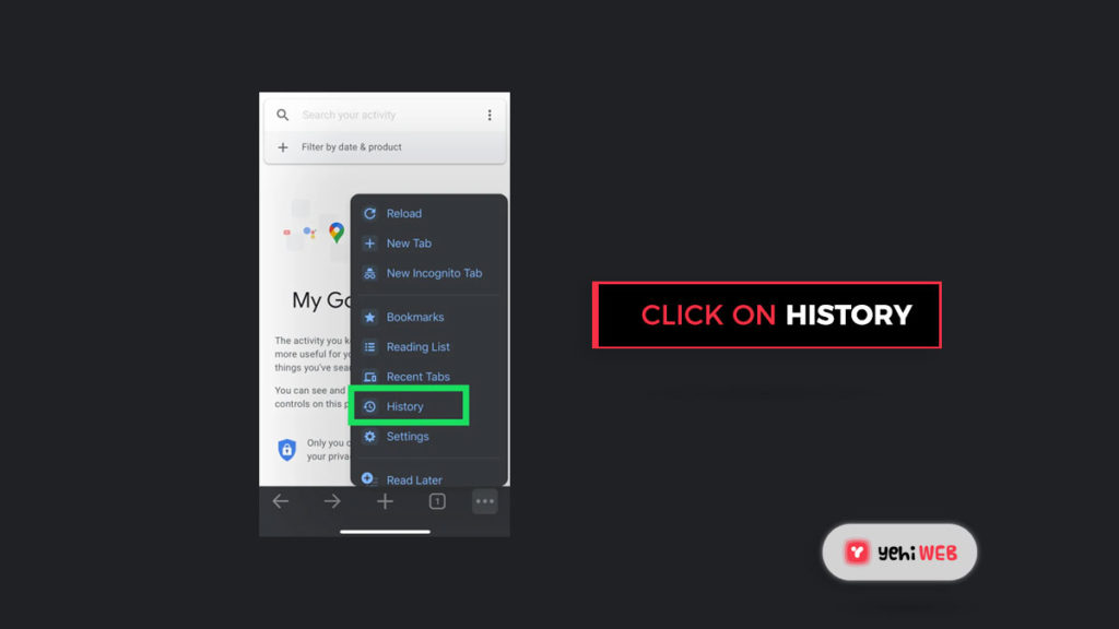 click on history iphone yehiweb