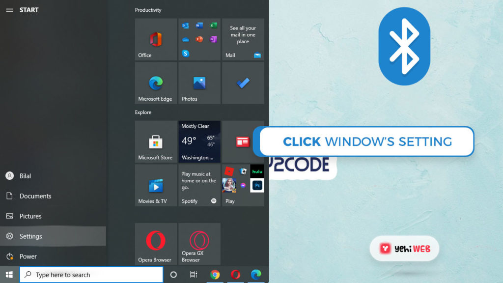 click on windows setting yehiweb