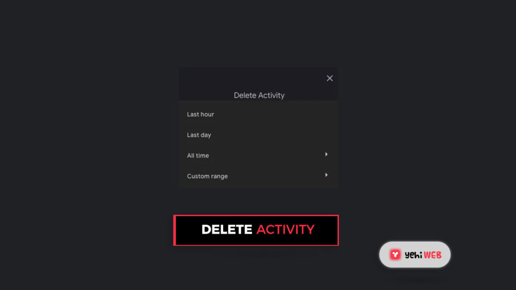 delete activity yehiweb