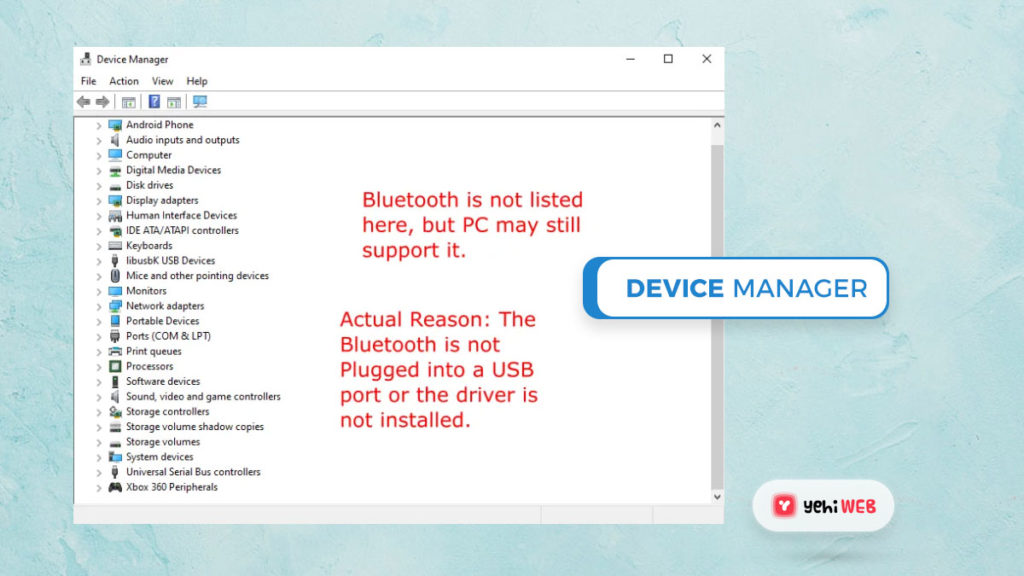 device manager bluetooth yehiweb