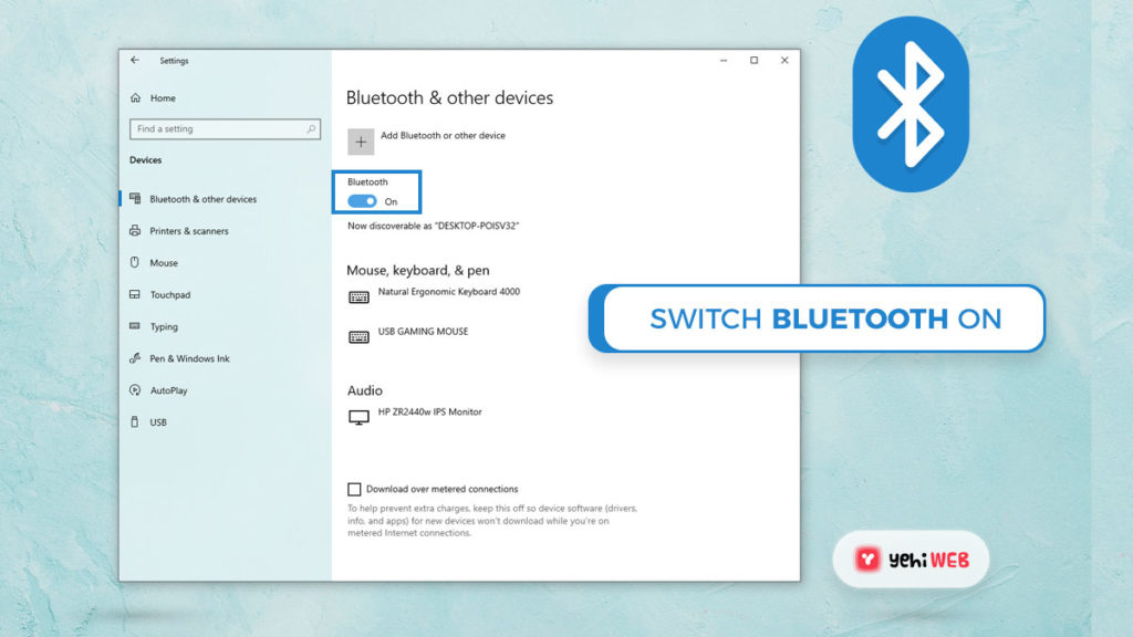 switch bluetooth on yehiweb