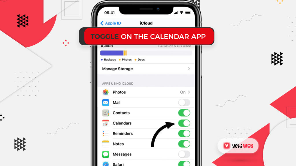 toggle on the calender app Yehiweb