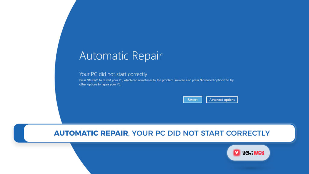 Automatic Repair, Your PC did not start correctly Yehiweb