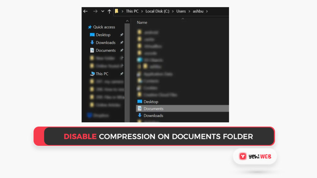 Disable Compression on the Documents Folder Yehiweb