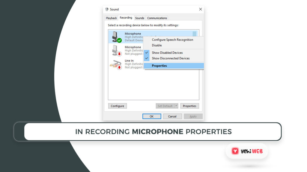 In recording microphone properties Yehiweb