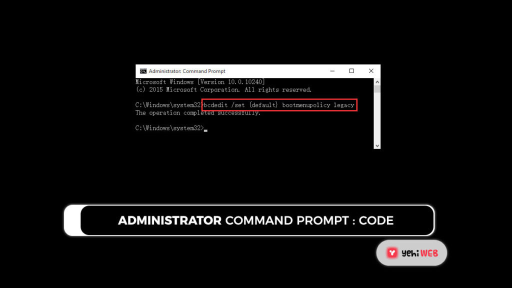 administrator command prompt code yehiweb