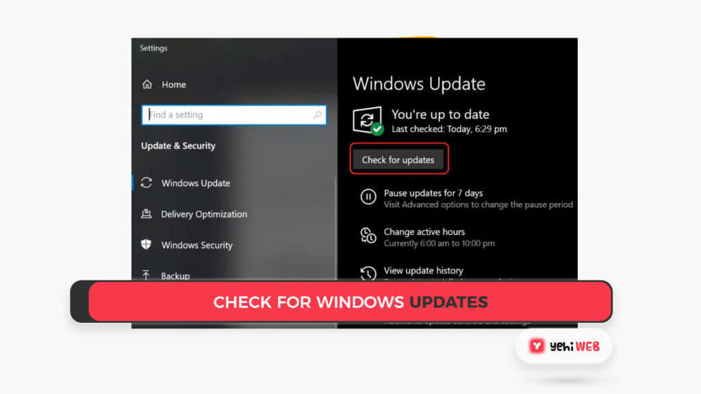 check for windows updates yehiweb