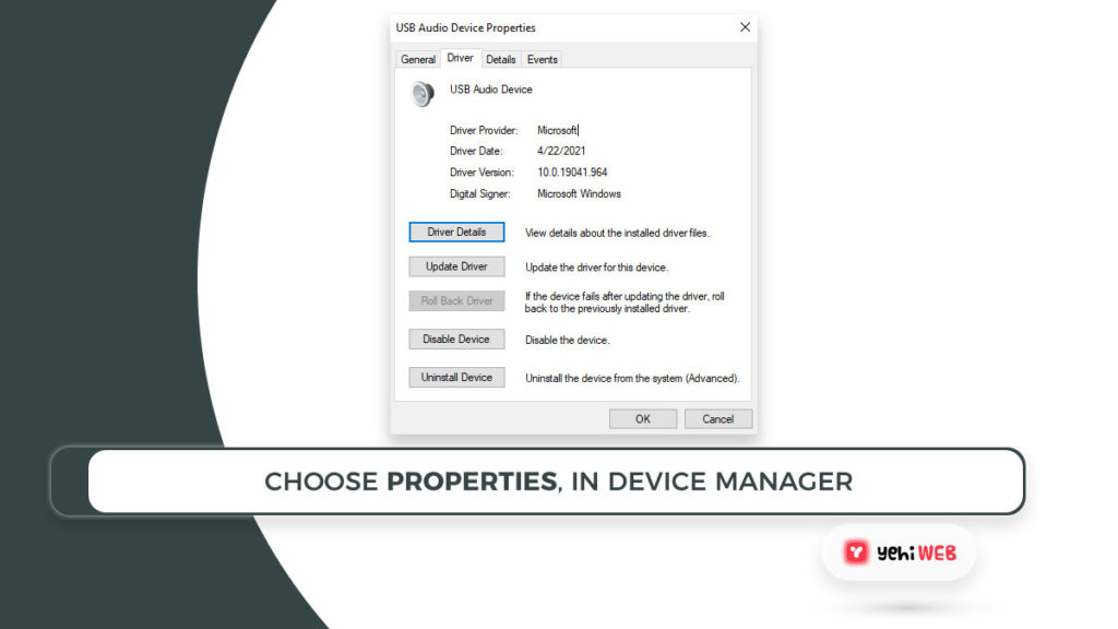 choose properties in devices manager yehiweb