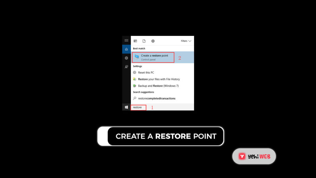 create a restore point Yehiweb
