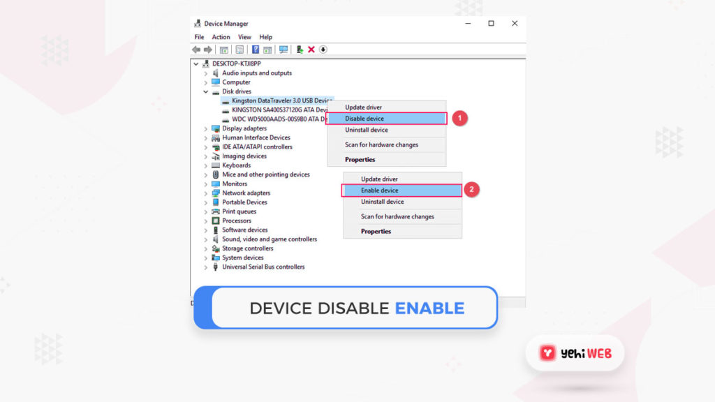 device disable enable yehiweb