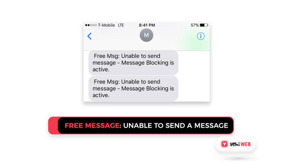 free message unable to send a message Yehiweb