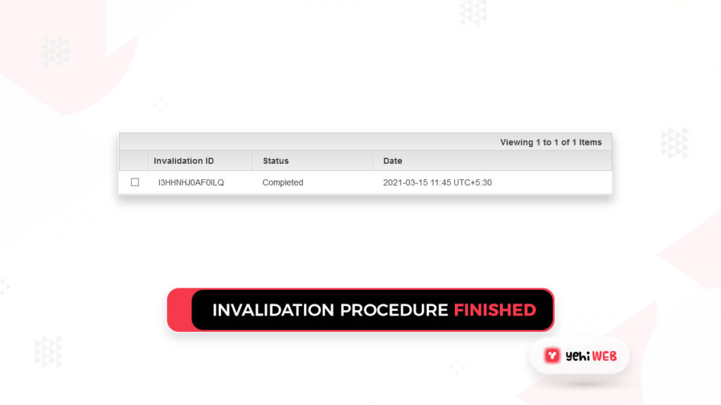 invalidation procedure is finished yehiweb