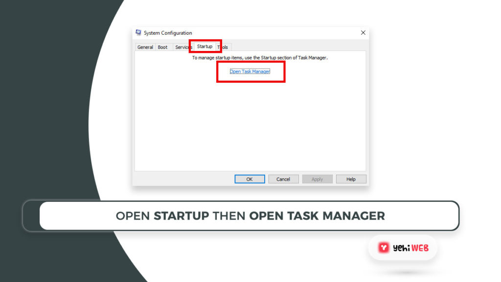 open startup then task manager yehiweb