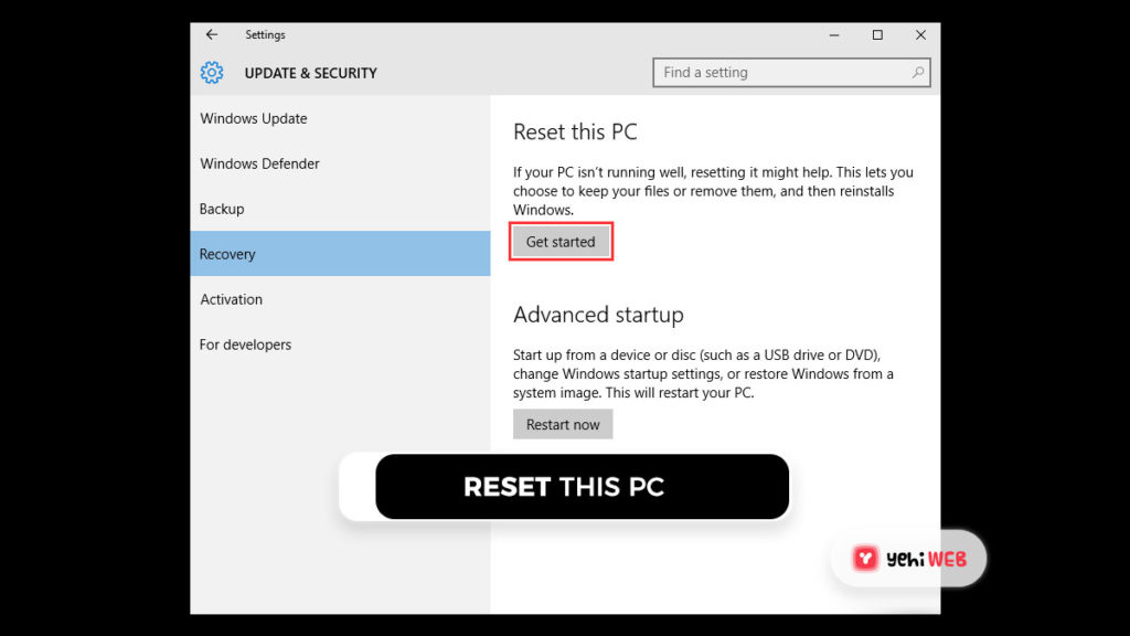 reset this pc yehiweb