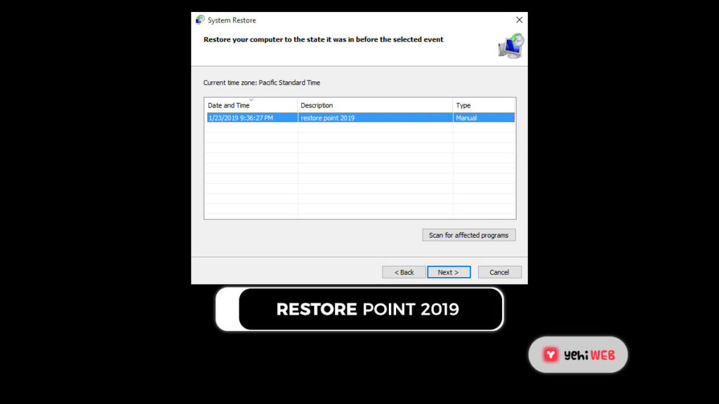 restore point 2019 yehiweb