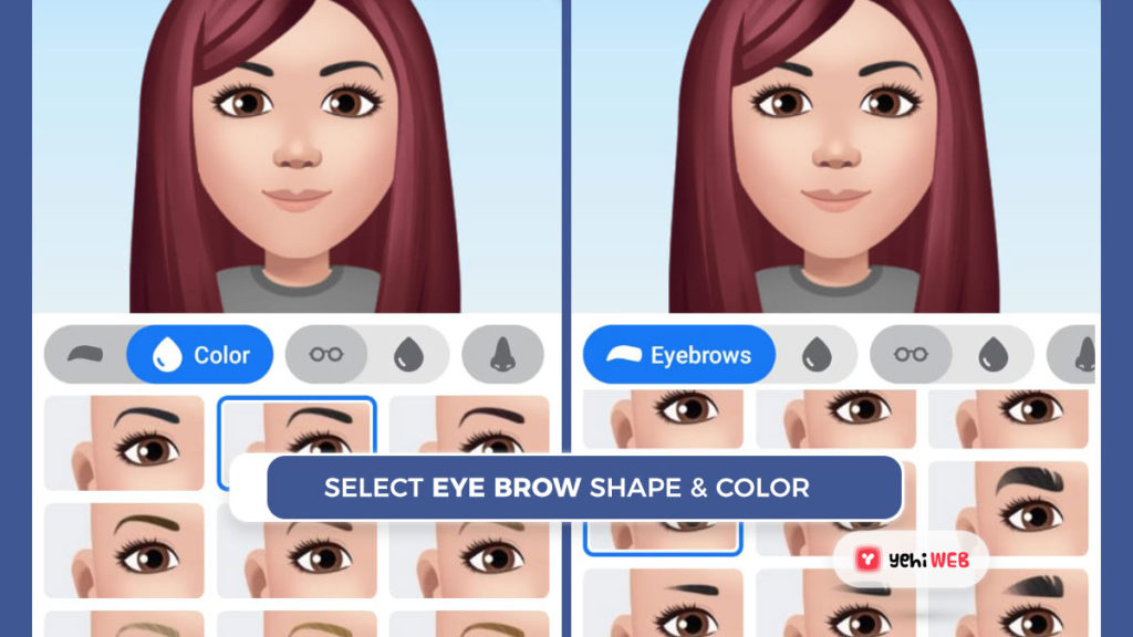 select eyebrow shape and color facebook yehiweb