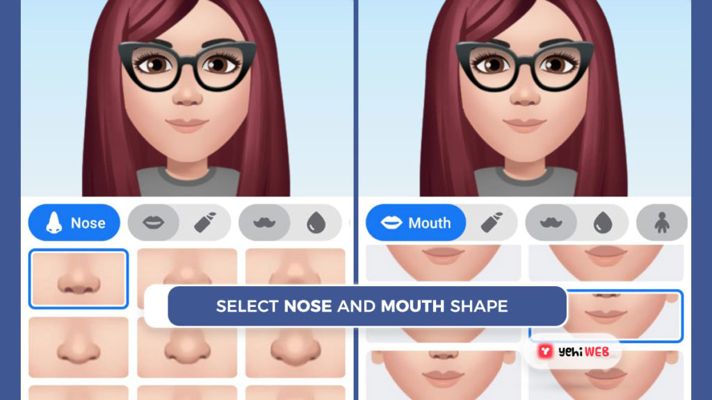 select nose and mouth shape facebook yehiweb