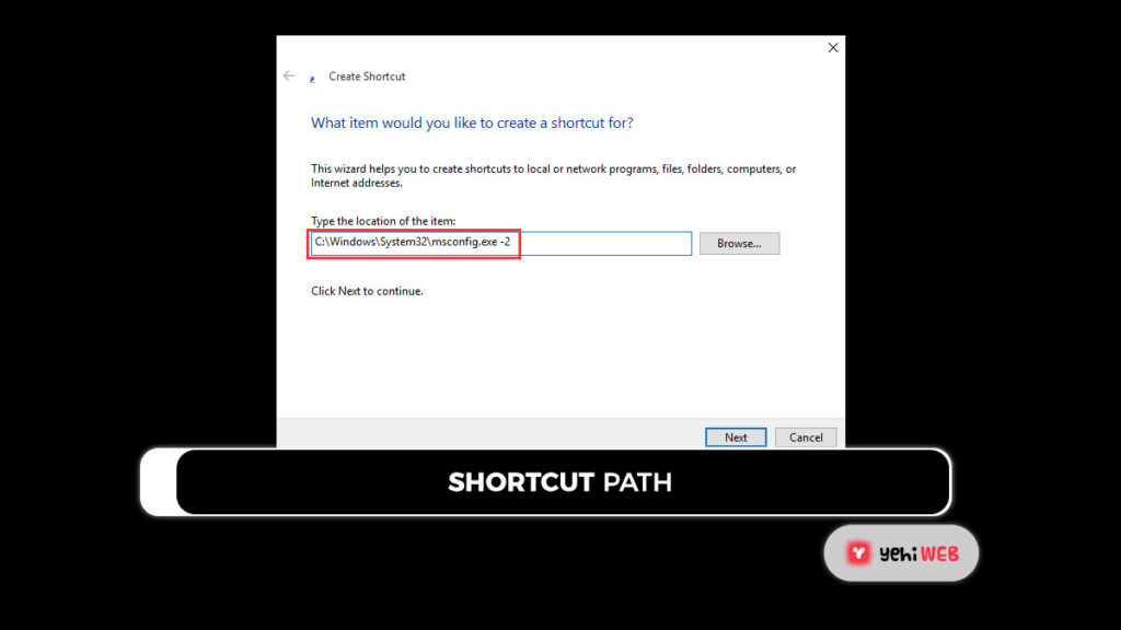 shortcut path yehiweb
