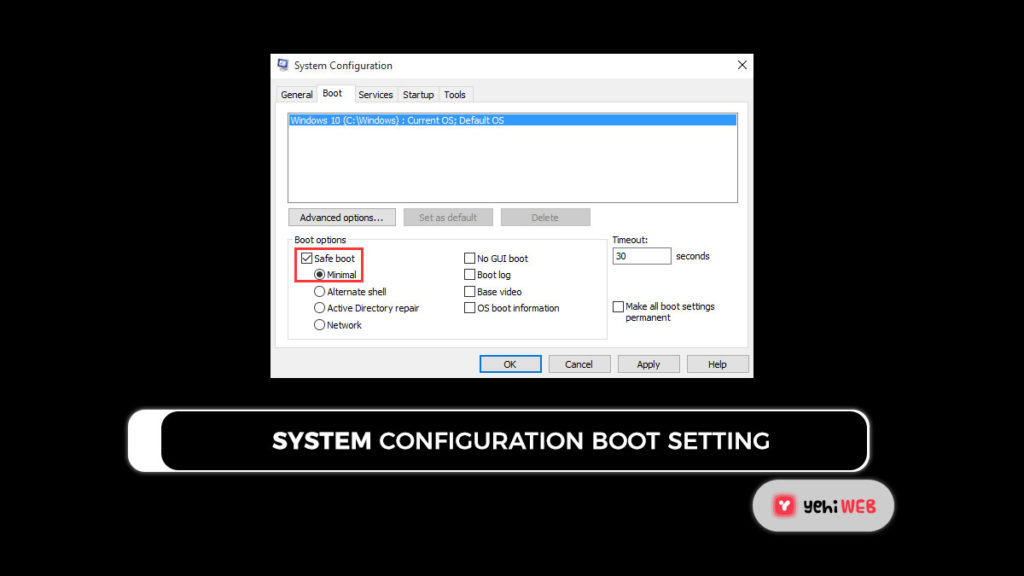 system configuration boot setting