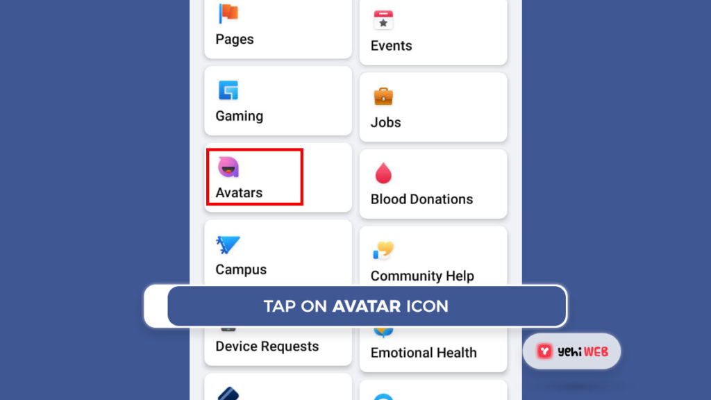 tap on avatar icon facebook yehiweb