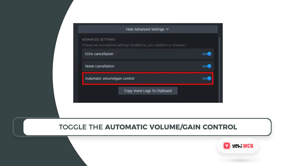 toggle the automatic volume gain control Yehiweb