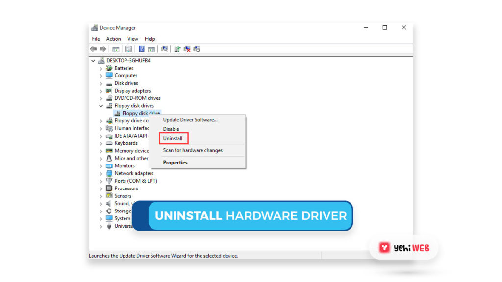 uninstall hardware driver yehiweb