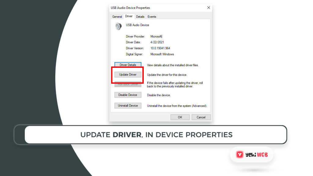 update driver in properties yehiweb