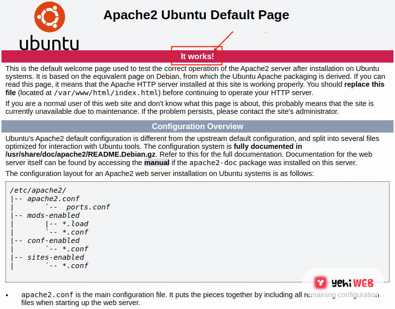 Apache2 Default Page Yehiweb