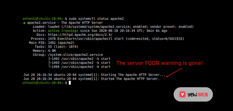 Check Apache Service Status Yehiweb