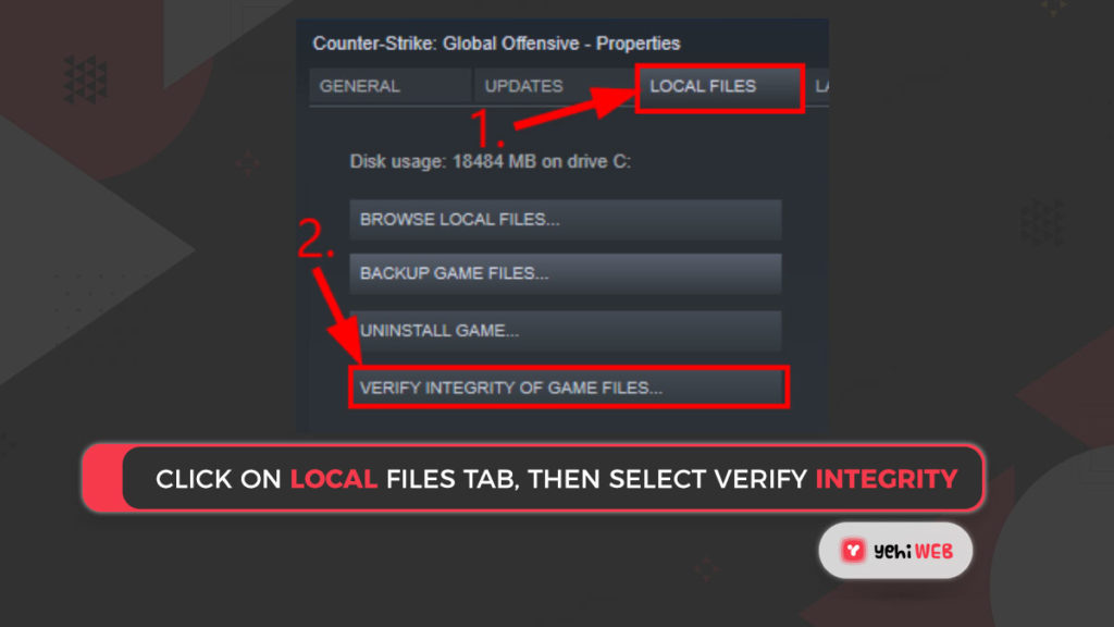 Click on Local Files tab, then select VERIFY INTEGRITY Yehiweb