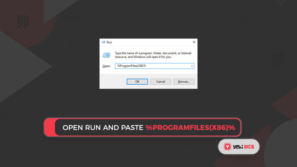 Open Run and paste yehiweb