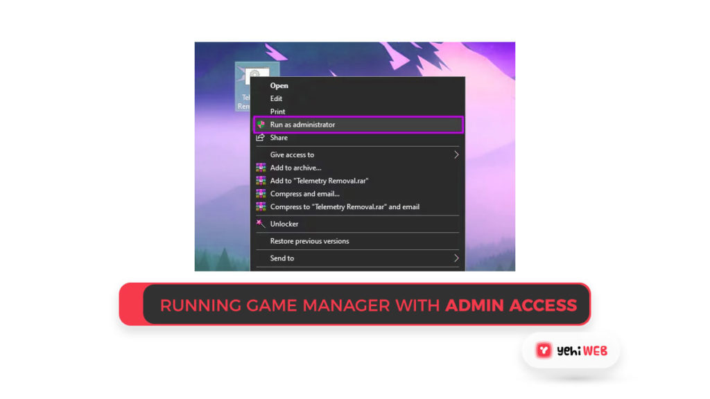 Running Game Manager with admin access Yehiweb