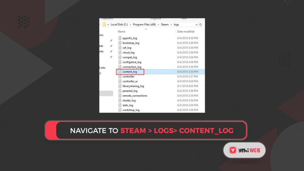 navigate to Steam logs content log Yehiweb