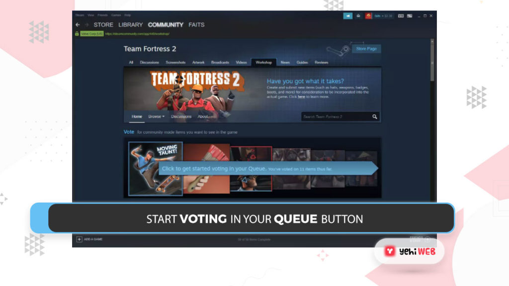 start voting in your Queue button Yehiweb