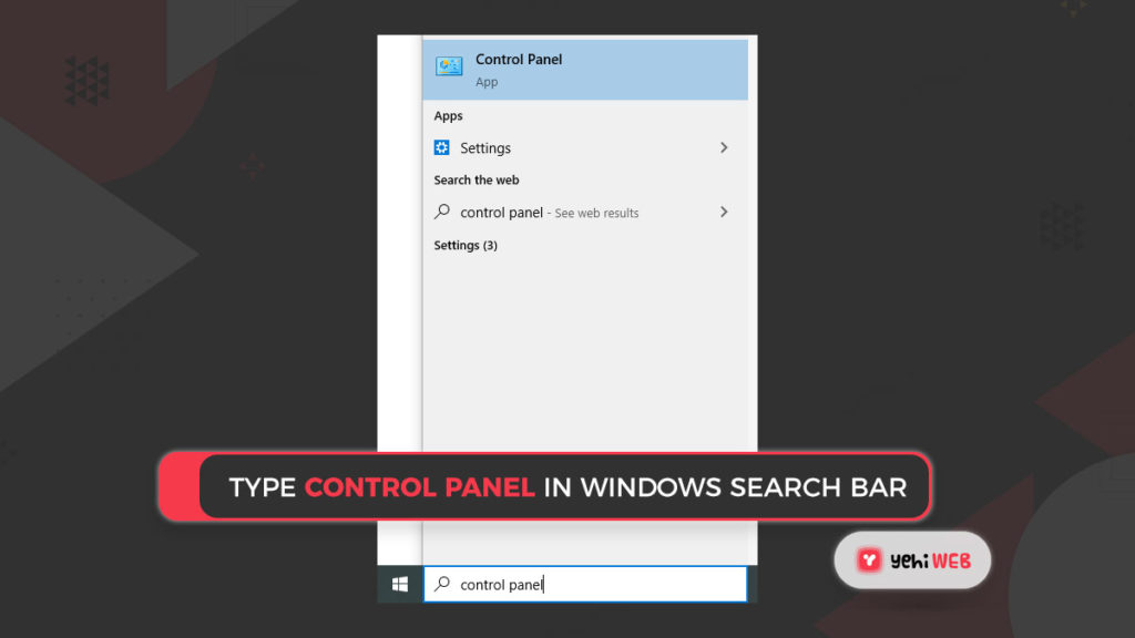 type control panel in windows search bar yehiweb