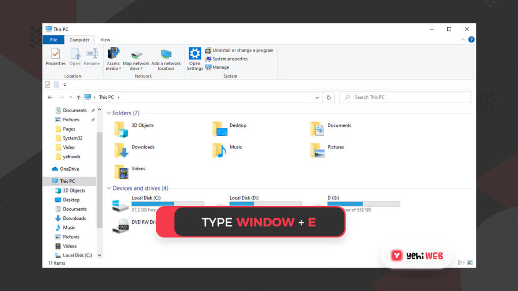 type windows + e yehiweb