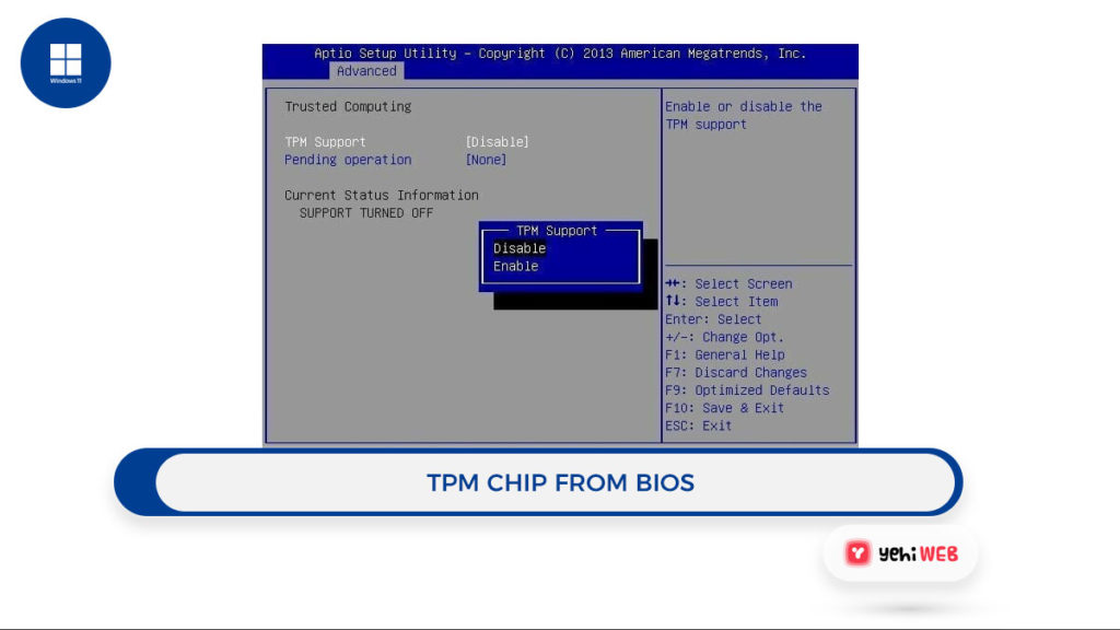TPM chip from bios Yehiweb