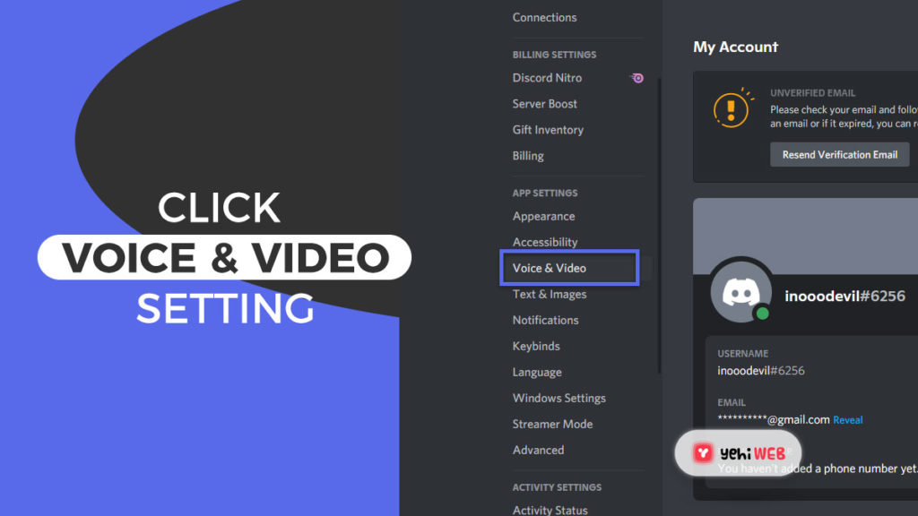 click voice and video setting yehiweb