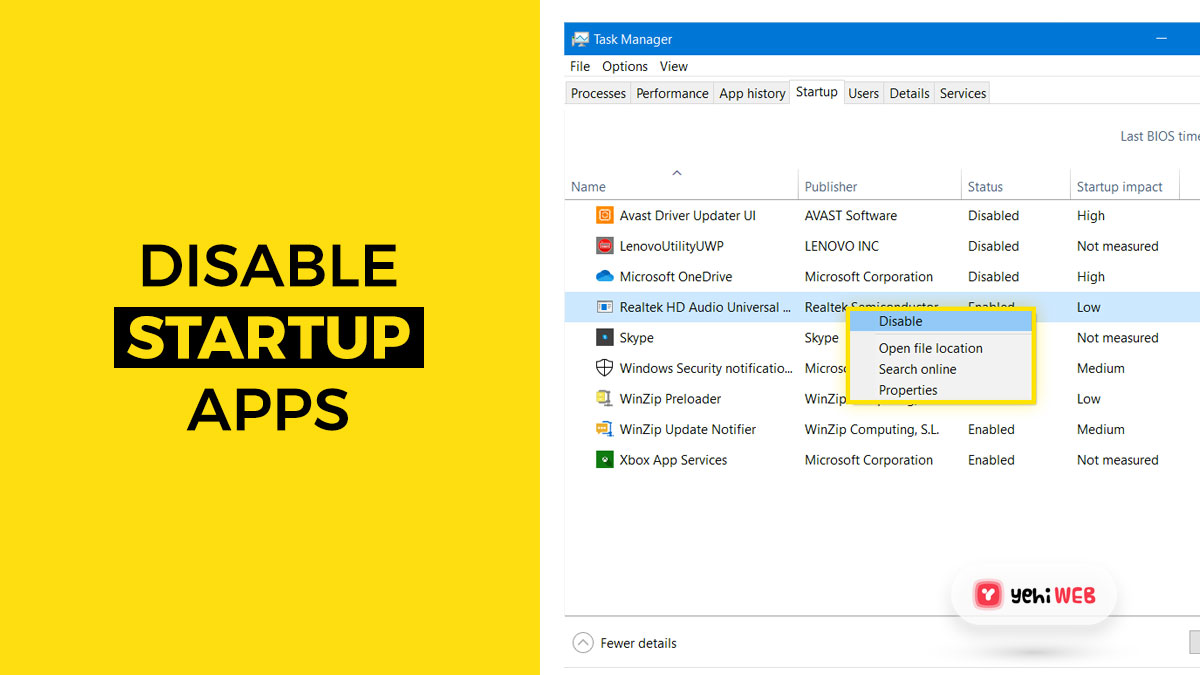 disable startup apps yehiweb