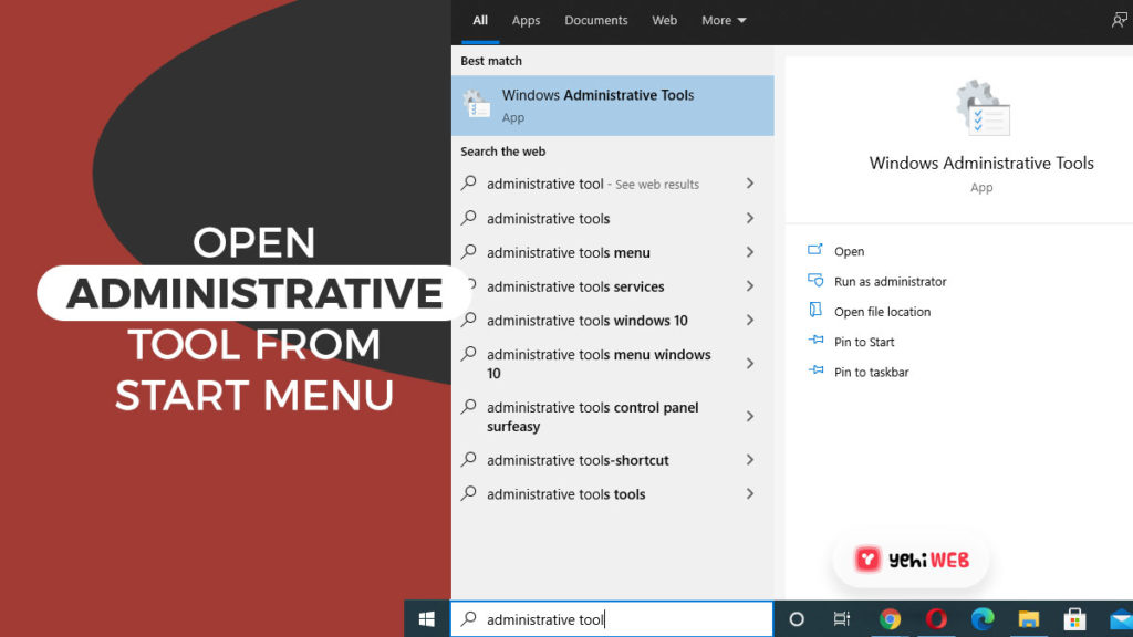 open administrative tools from start menu yehiweb
