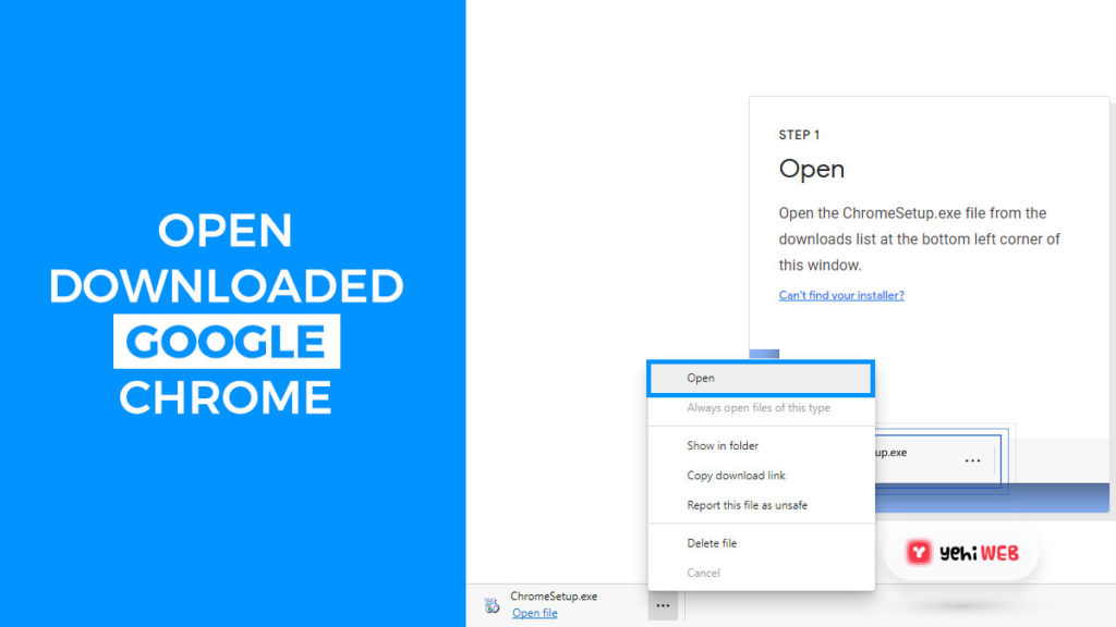 open downloaded google chrome yehiweb