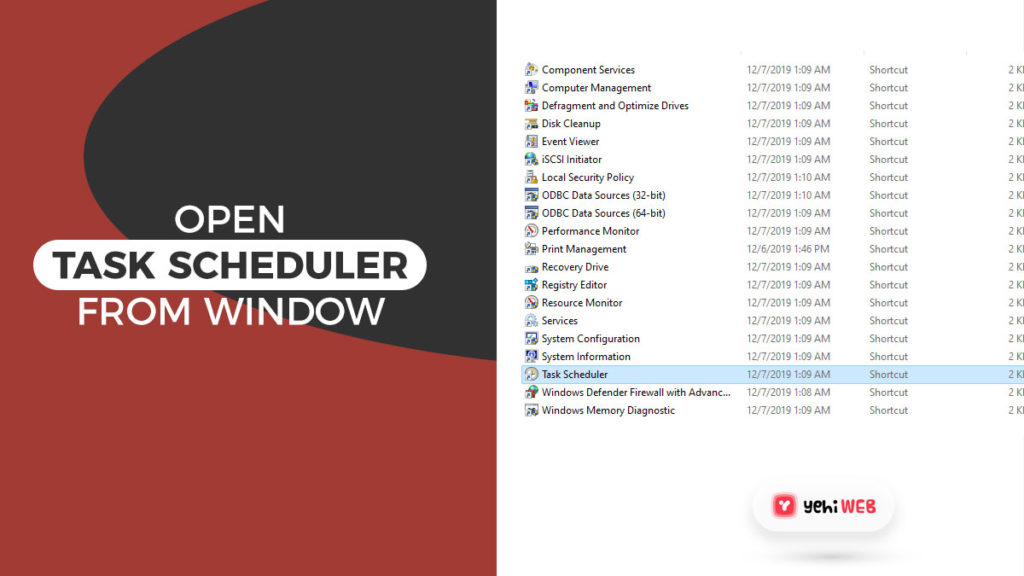 open task scheduler from window yehiweb