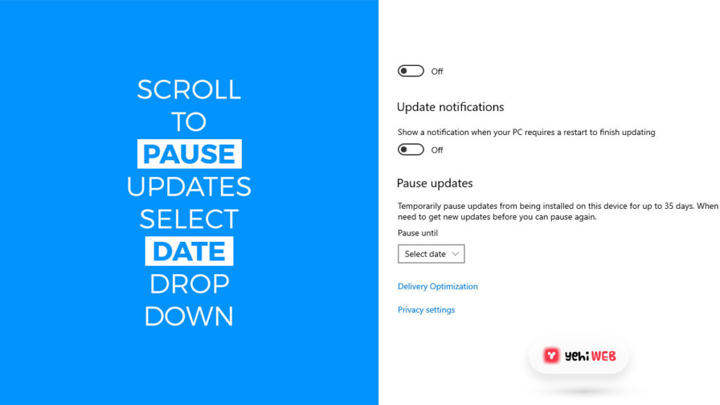 scroll to pause updates and select date drop down yehiweb