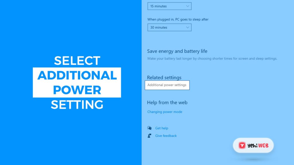 select additional power setting yehiweb