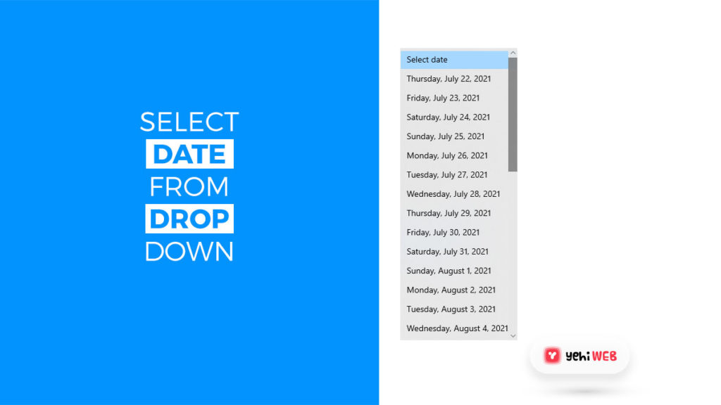 select date from drop down yehiweb