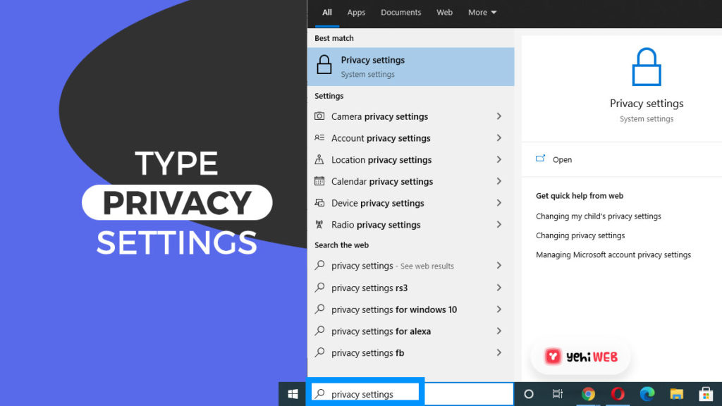 type privacy settings yehiweb