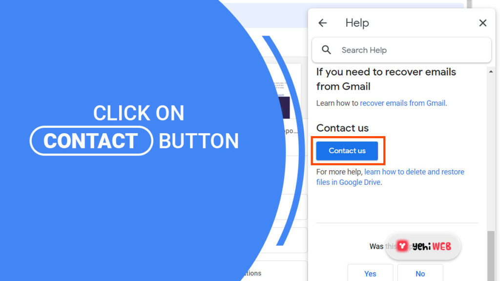 click on contact button yehiweb