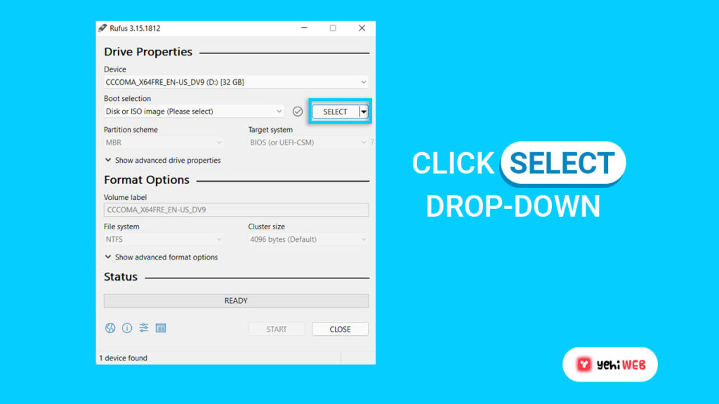 click select drop down yehiweb
